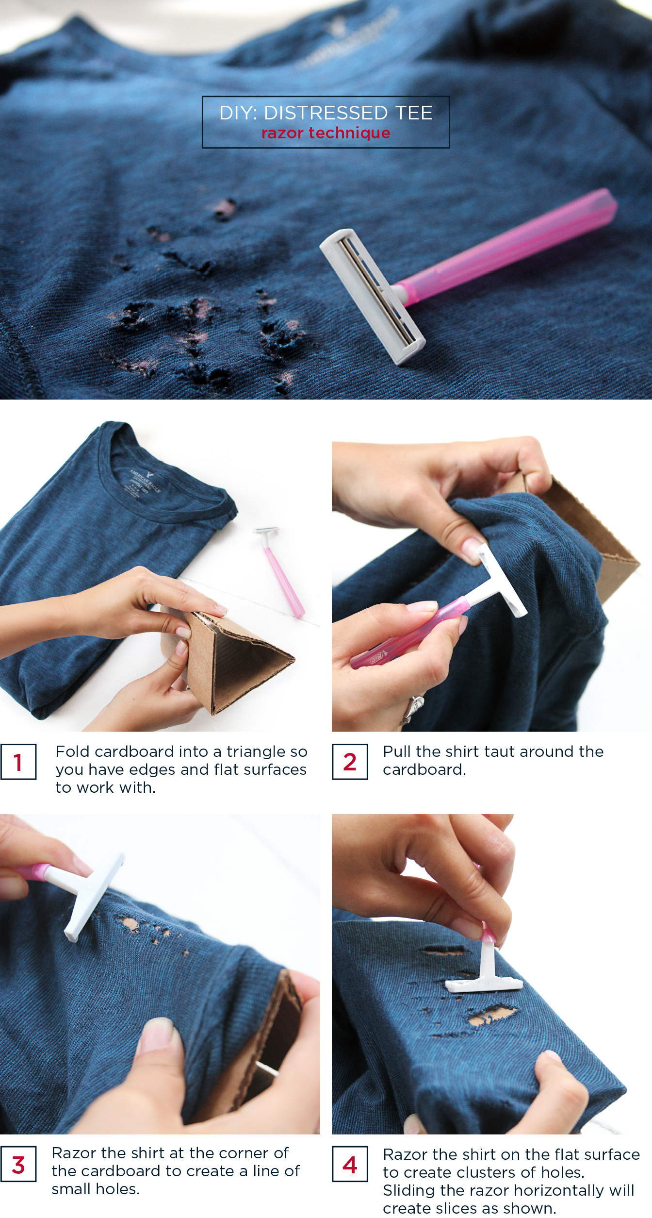 how to cut and distress a shirt
