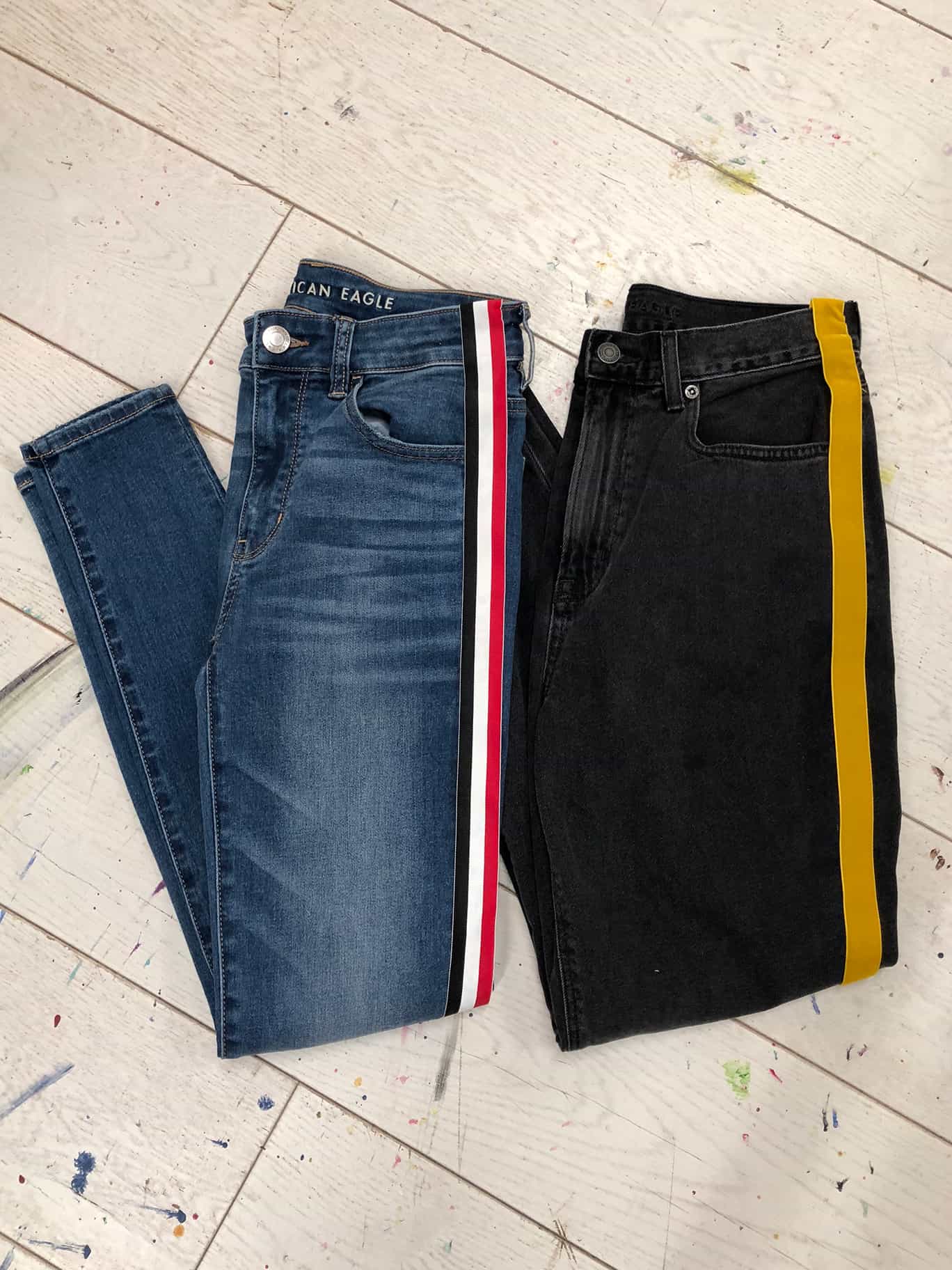 jeans with racing stripe