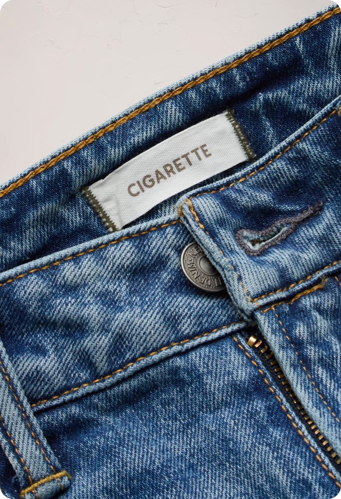 close up image of cigarette jeans inside label