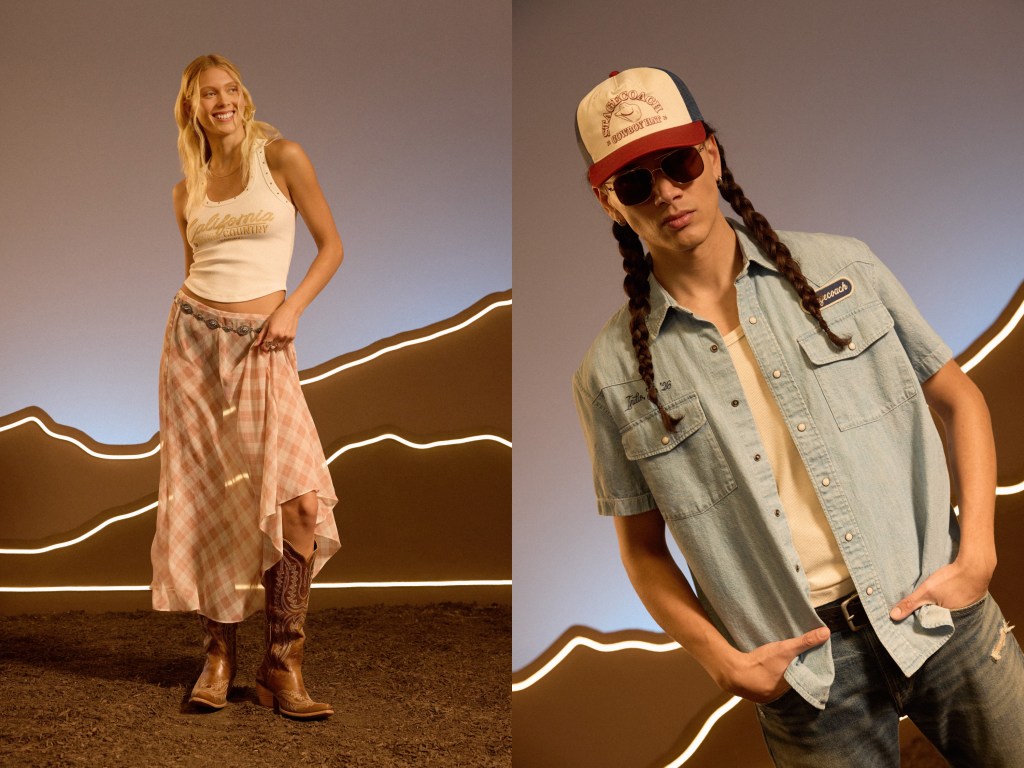 a girl wearing a white tank top, red skirt, and cowboy boots country outfit from American Eagle
