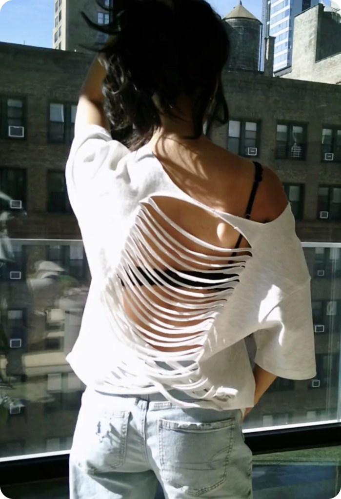 American Eagle DIY cut out t-shirt tutorial step six