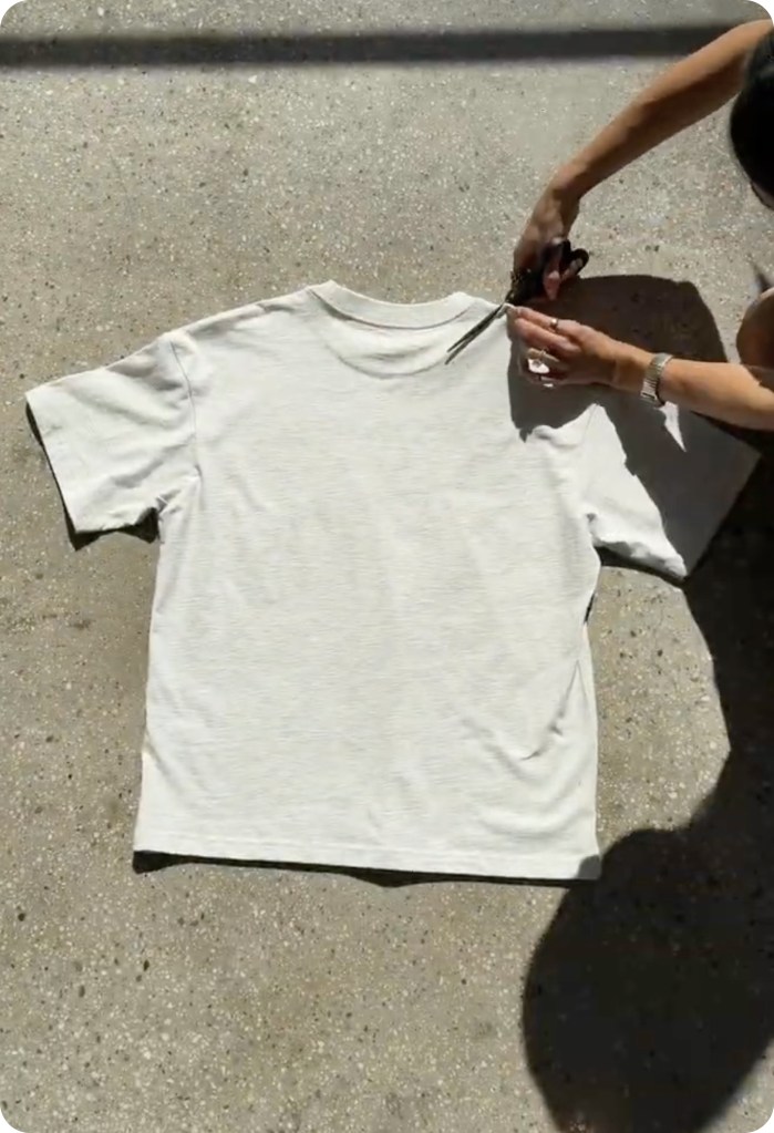American Eagle DIY cut t-shirt step one
