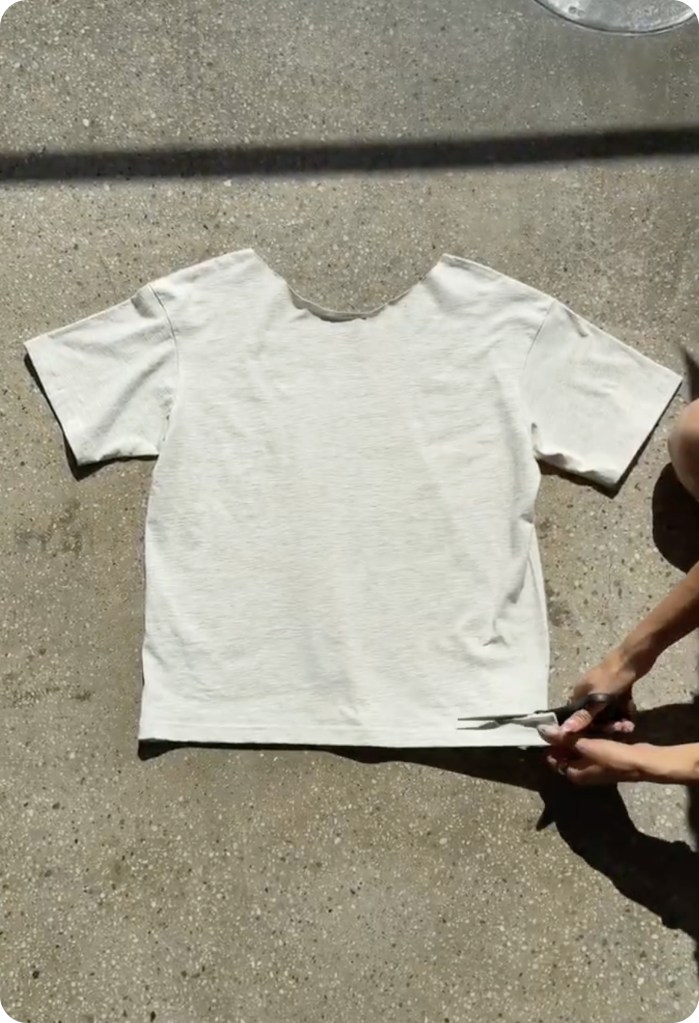 American Eagle cut out t-shirt DIY step two