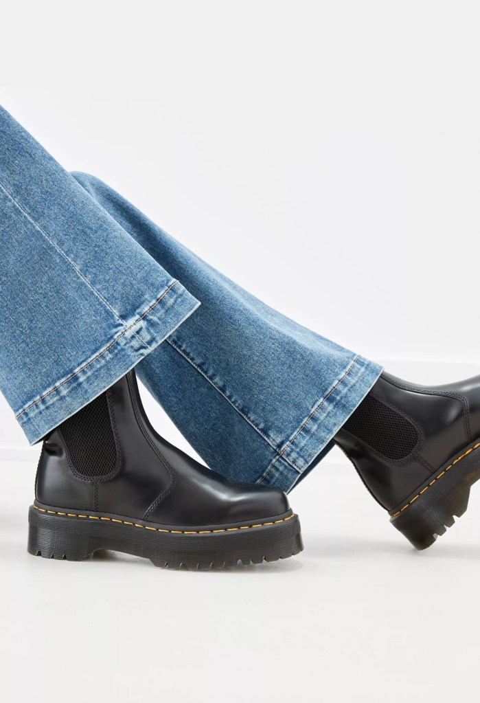 American Eagle bootcut jeans styled with black boots.